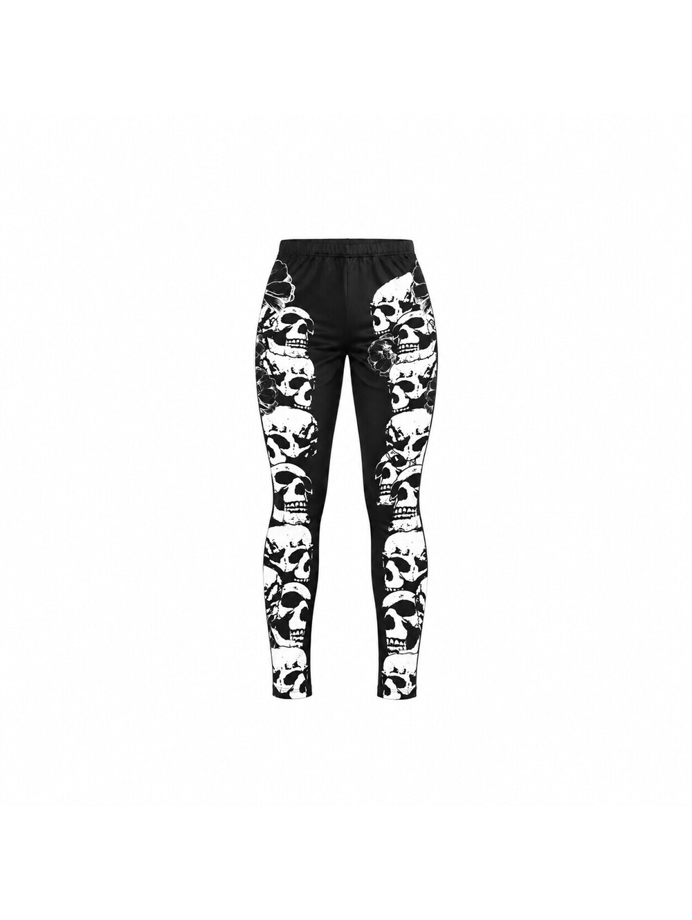 Black Skull & Rose Gothic Leggings Women’s Halloween Punk Alternative Pants